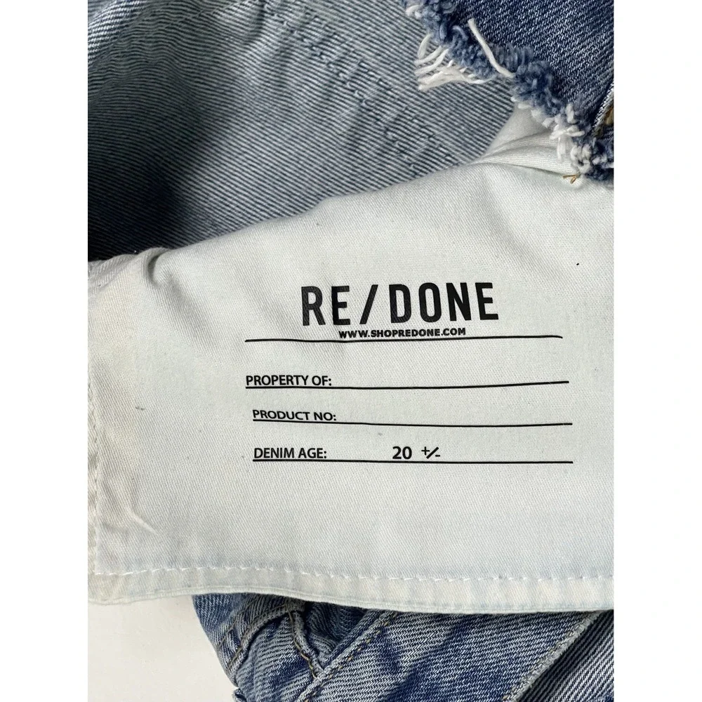 RE/DONE Originals Cut Off Denim Shorts Cool Medium Blue Organic Cotton‎ Size 28